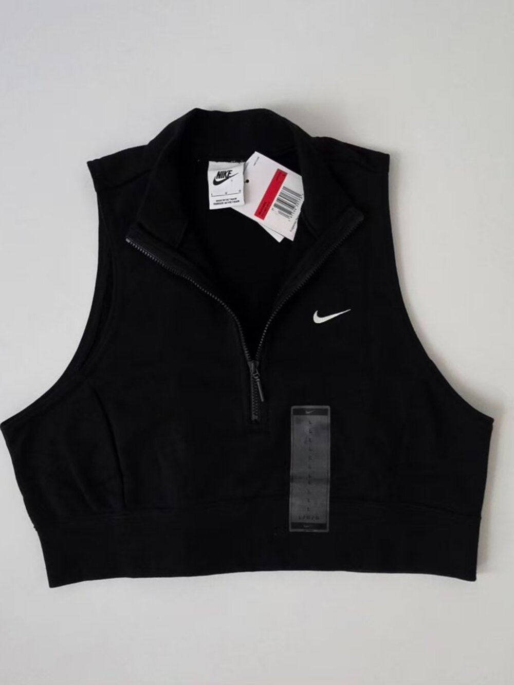 NIKE Women's Slim Cropped 1/2-Zip French Terry Tank Top - Picture 1 of 7